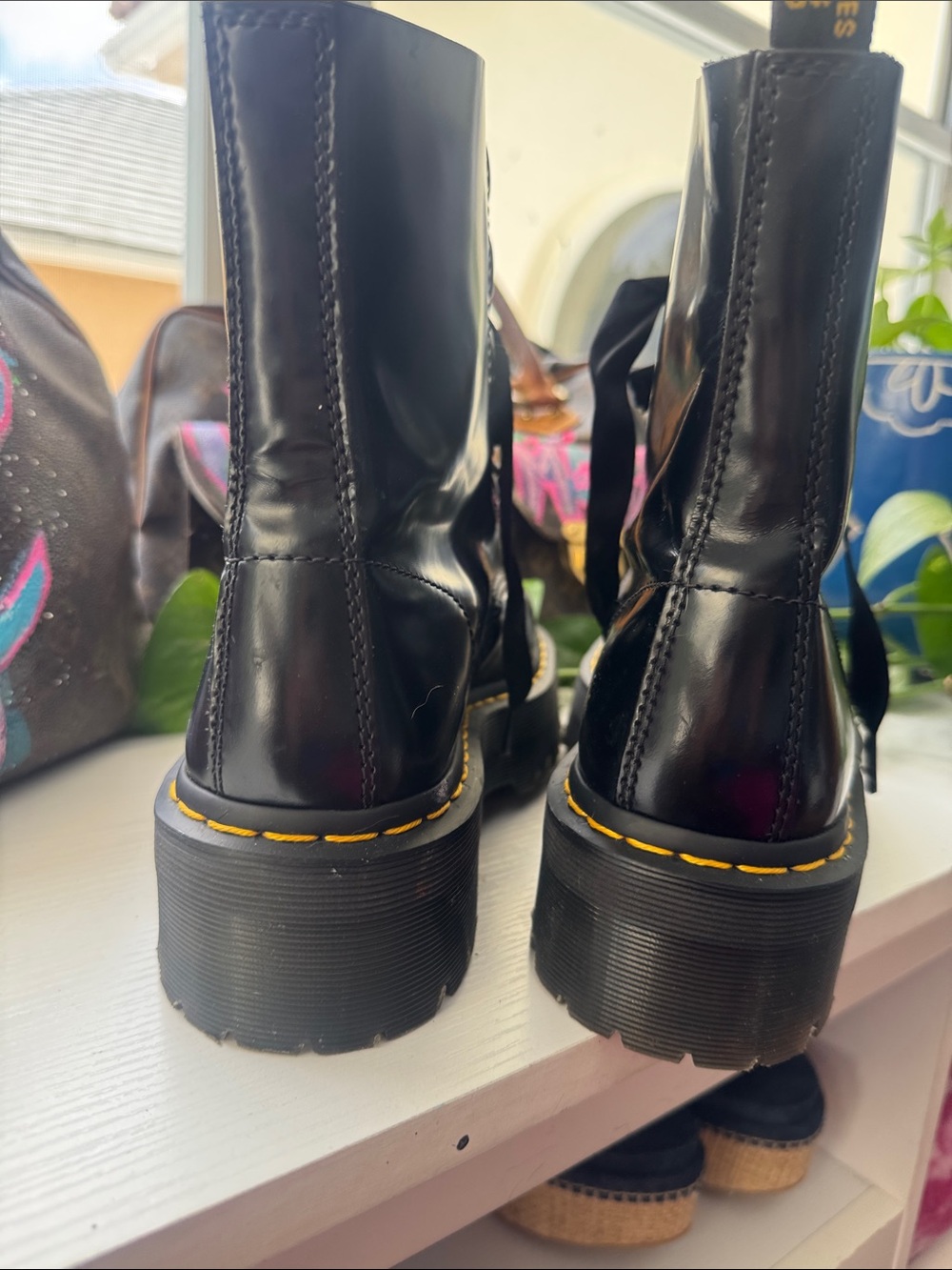 Dr. Martens Black Leather Platform Ankle Boots - Picture 3 of 6